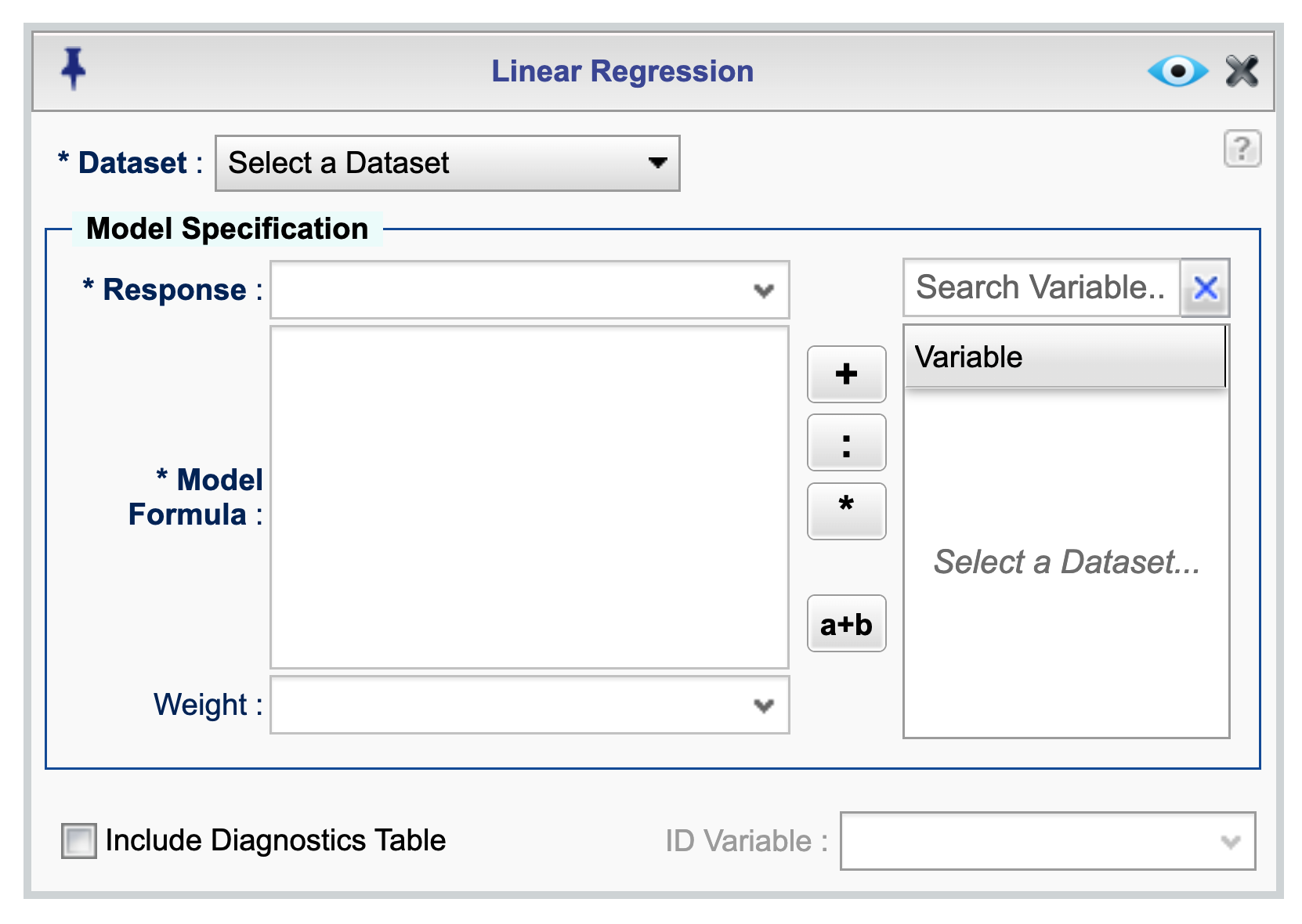 Linear Regression Basics dialog
